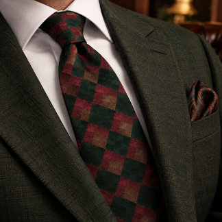Forest Green Burgundy Heritage Argyle Neck Tie