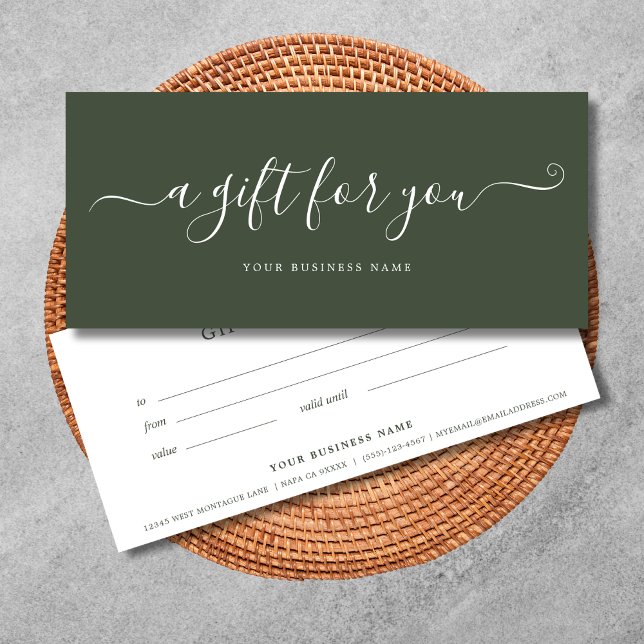 Forest Green Business Gift Certificate Elegant (Green Business Gift Certificates)