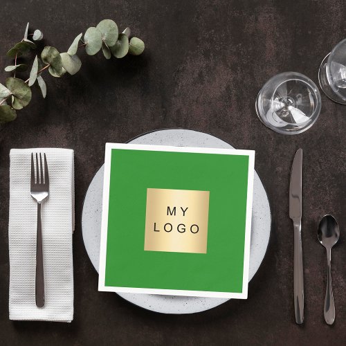 Forest green business logo napkins