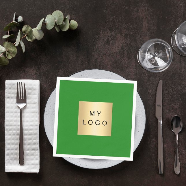 Forest green business logo napkins (Creator Uploaded)