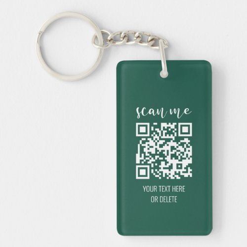 Forest Green Business Logo QR Code Scan Me Keychain