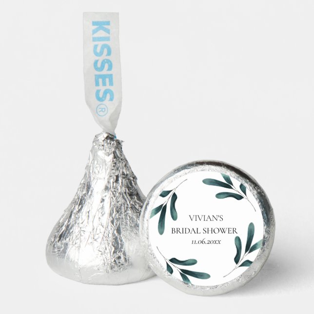 Forest Green Calligraphy Eucalyptus Hershey®'s Kisses® (Front)