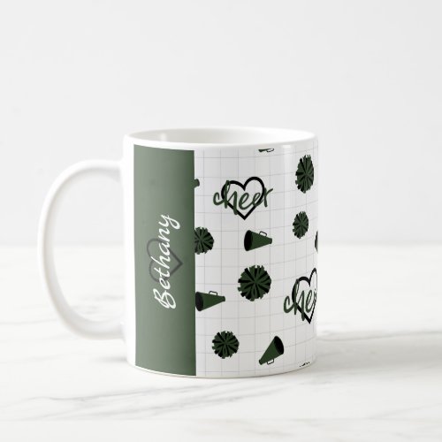 Forest Green Cheer Hearts Pom Poms Megaphone Coffee Mug