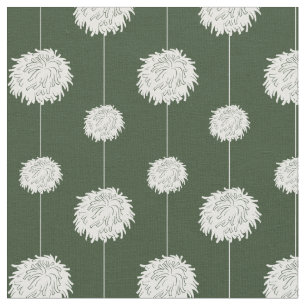 Forest Green Cheerleader Pom Pom Pattern Fabric