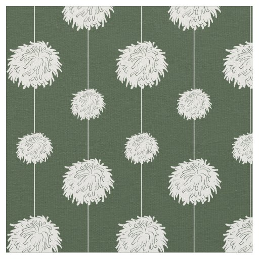 Forest Green Cheerleader Pom Pom Pattern Fabric