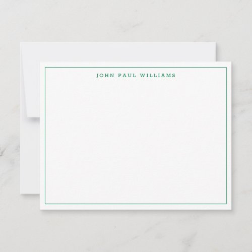 Forest Green Chic Modern Professional Thin Border Note Card