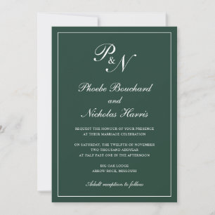 Forest Green Classic Elegant Wedding Invitation