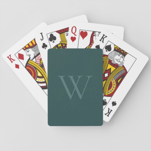 Forest Green Classic Monogram Personalized Playing Cards