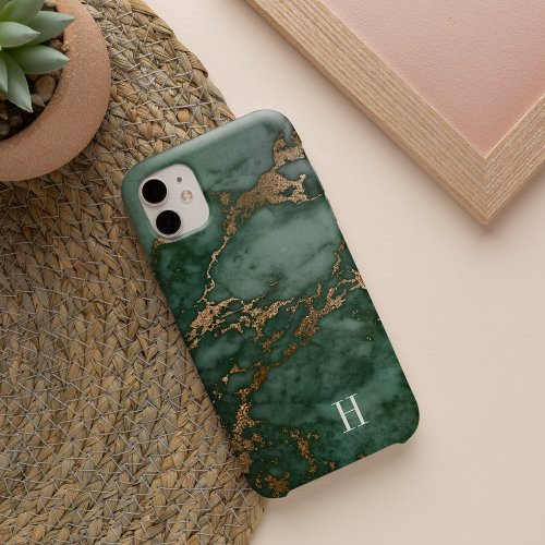 Forest Green  Copper Marble Monogram Case_Mate iPhone 14 Case