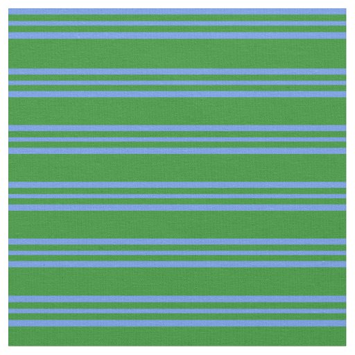 Forest Green & Cornflower Blue Stripes Fabric