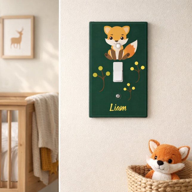Forest Green Custom Fox with Name Light Switch Cover (Creator Uploaded)