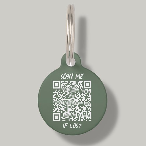 Forest Green Custom QR Code  Scan  Pet ID Tag