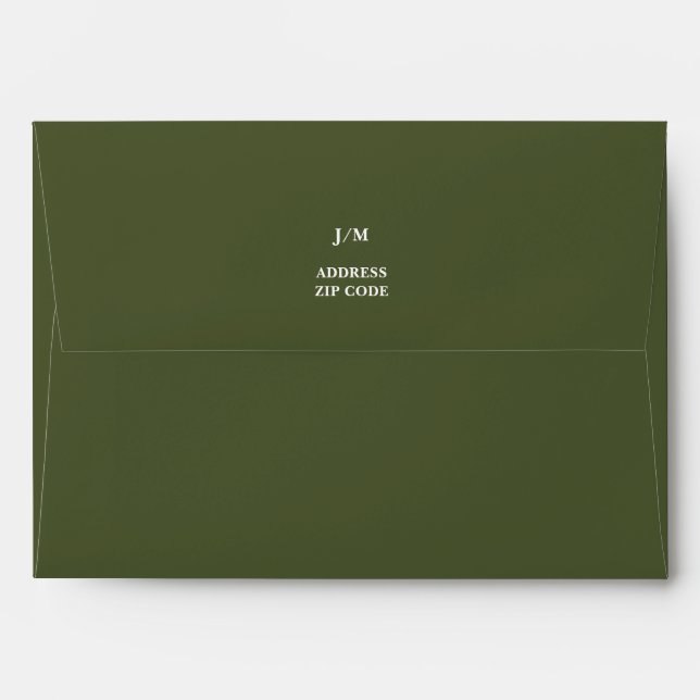 Forest Green Custom Wedding Envelope (Back (Top Flap))