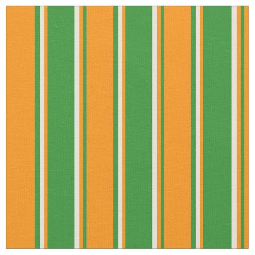 Forest Green Dark Orange and Beige Stripes Fabric