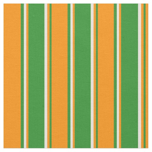Forest Green, Dark Orange, and Beige Stripes Fabric