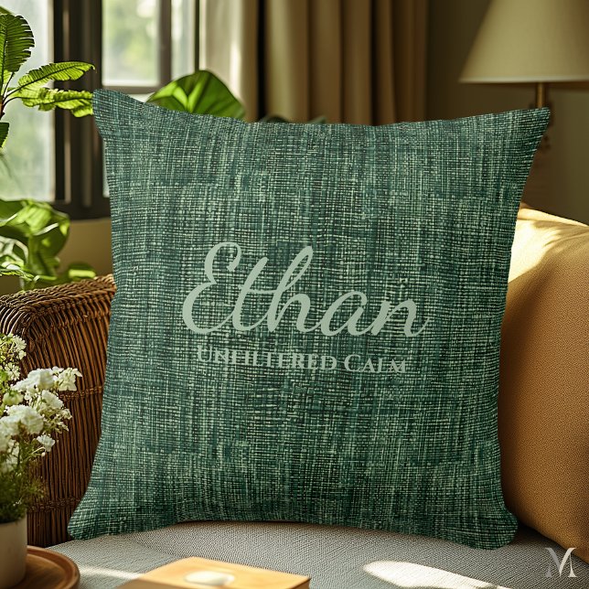 Forest Green Denim Texture | Custom Rustic Home  Throw Pillow (Creator Uploaded)