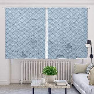 Forest Green Diamond Outlines on Slate Blue Sheer Curtains