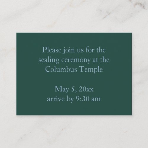 Forest Green Diamonds Temple Sealing Invitation