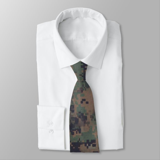 Forest Green Digital Camouflage Neck Tie (Tied)