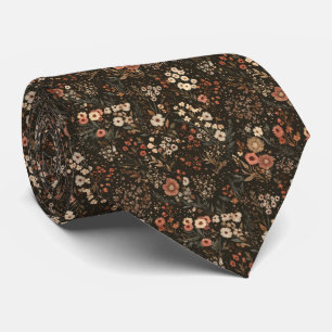 Forest Green Ditsy Wildflower Personalized Wedding Neck Tie