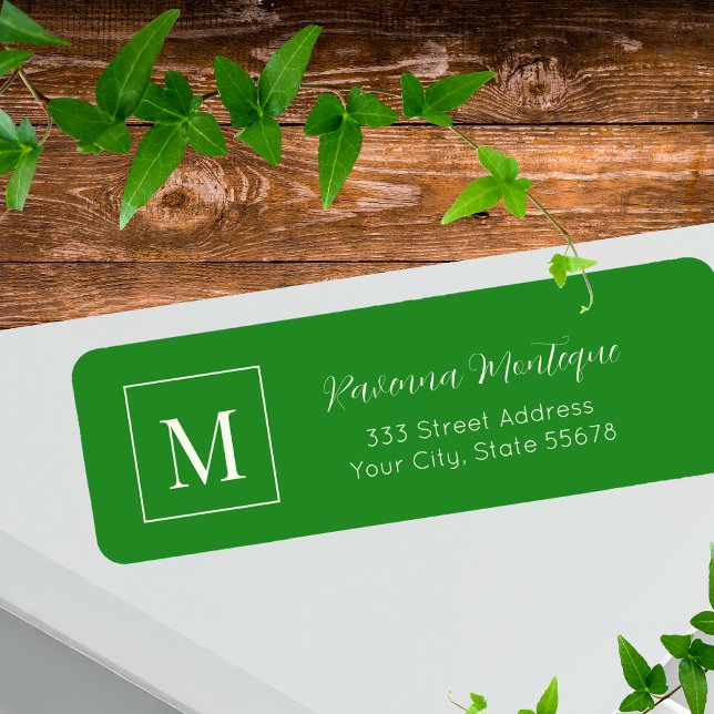 Forest Green Elegant Personalized Monogram Name Label (Creator Uploaded)