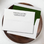 Forest GREEN Elegant return address family name Envelope<br><div class="desc">Elegant colored envelope features your names and return address on the back flap, and a Forest green color on the inside. Your name and address are elegantly displayed in a modern sans-serif font, very easy to customize. Perfect for Christmas mailing for any kind of correspondence, from holiday to business, wedding,...</div>