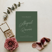 Forest Green Elegant Save the Date Invitation
