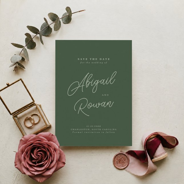 Forest Green Elegant Save the Date Invitation (Creator Uploaded)