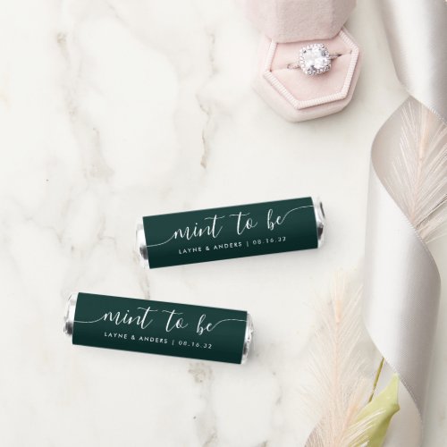 Forest Green Elegant Script Personalized Wedding Breath Savers Mints