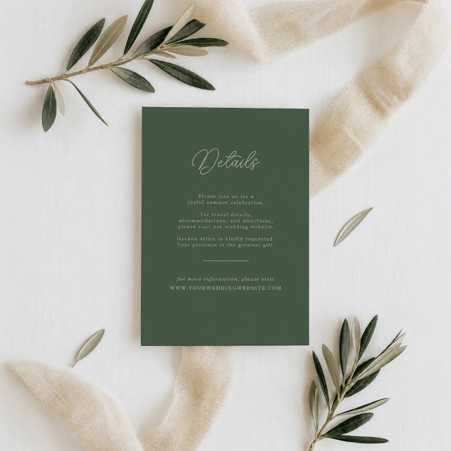 Forest Green Elegant Wedding Details Card (Creator Uploaded)