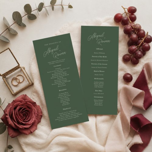 Forest Green Elegant Wedding Program Card