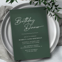 Forest Green Emerald | Typography Birthday Dinner