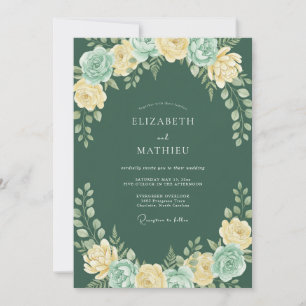 Forest Green Exquisite Spring Wedding Invitation