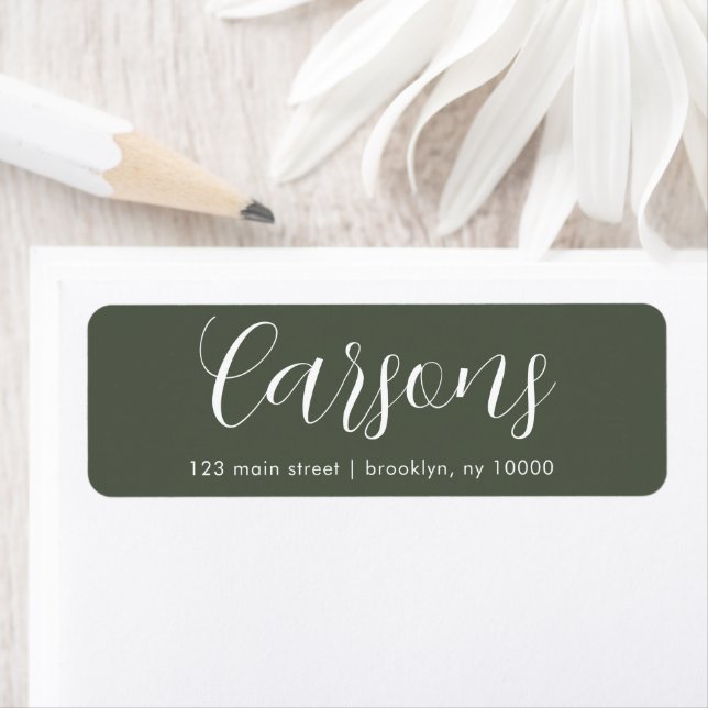 Forest Green Family Name Return Address Label (Insitu)