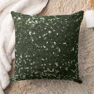 Forest Green Faux Sequin Glitter Throw Pillow