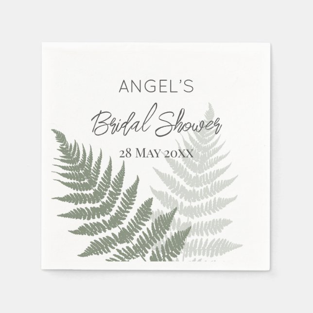 Forest Green Ferns Wedding Napkins (Front)