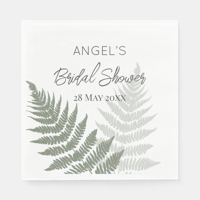 Forest Green Ferns Wedding Napkins (Front)
