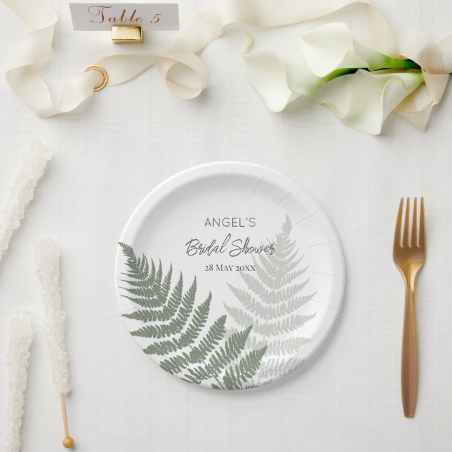 Forest Green Ferns Wedding Paper Plates (Wedding)