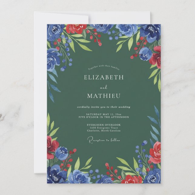 Forest Green Festive Winter Wedding Invitation (Front)