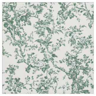 Forest Green Floral Toile Fabric