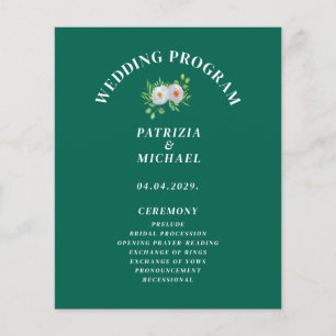 Forest Green Floral Wedding Program Flyer