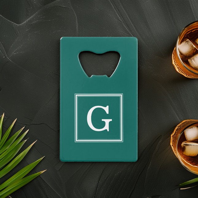Forest Green Framed Monogram Credit Card Bottle Opener (Creator Uploaded)