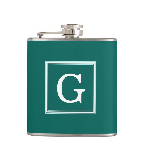 Forest Green Framed Monogram Flask