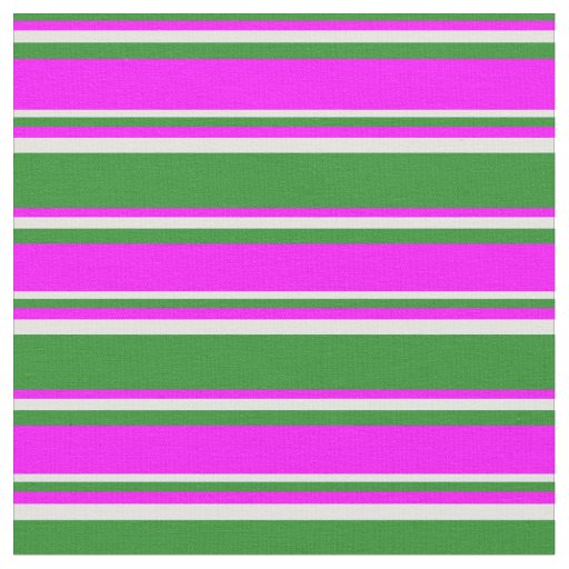 Forest Green, Fuchsia & Light Cyan Stripes Fabric