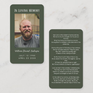 Forest Green Funeral Memorial Prayer Photo Card