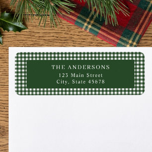 Forest Green Gingham Return Address Label