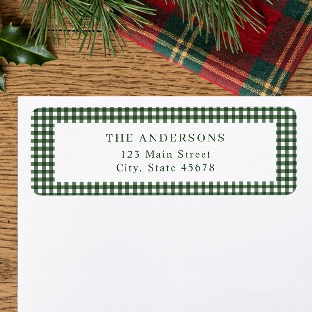 Forest Green Gingham Return Address Label (Creator Uploaded)