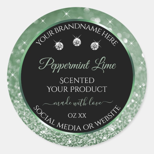 Forest Green Glitter Black Product Label Jewels (Front)