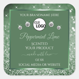 Forest Green Glitter Product Labels Logo Jewels