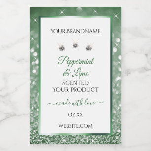 Forest Green Glitter White Product Labels Diamonds